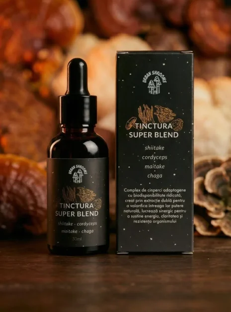 tinctură superblend ciuperci medicinale cordyceps chaga shiitake maitake 50ml