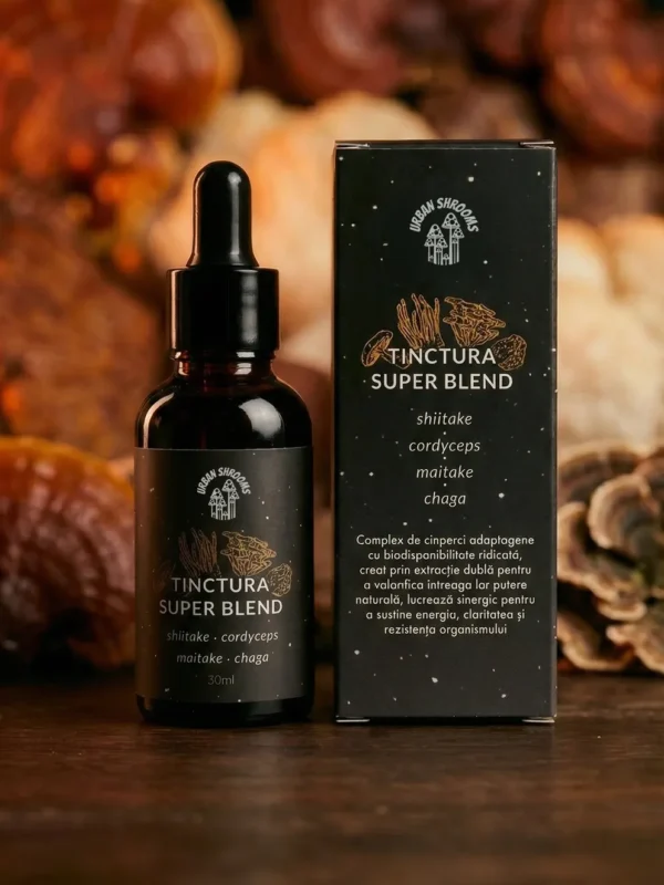 tinctură superblend ciuperci medicinale cordyceps chaga shiitake maitake 50ml